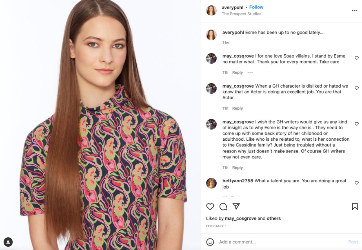 General Hospital Spoilers: Avery Kristen Pohl Talks About Esme and Ryan’s Relationship