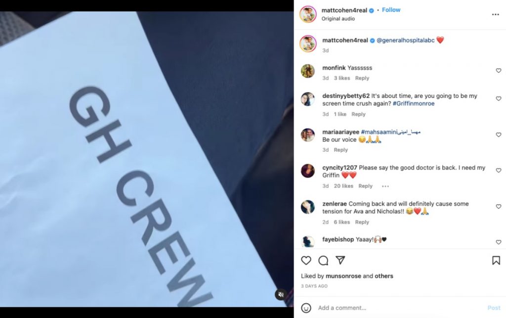 Is Matthew Cohen Returning to General Hospital?