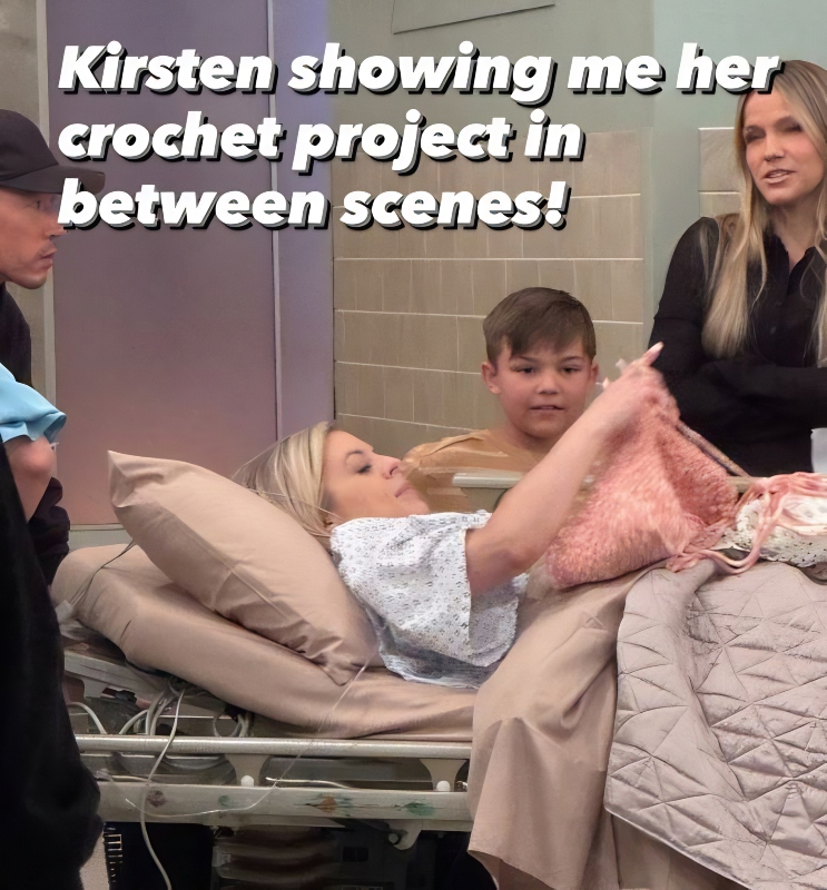 Kirsten with her crochet - Gary Fuller - Instagram