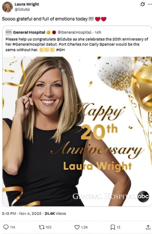 Laura's 20th anniversary - @generalhospital on X