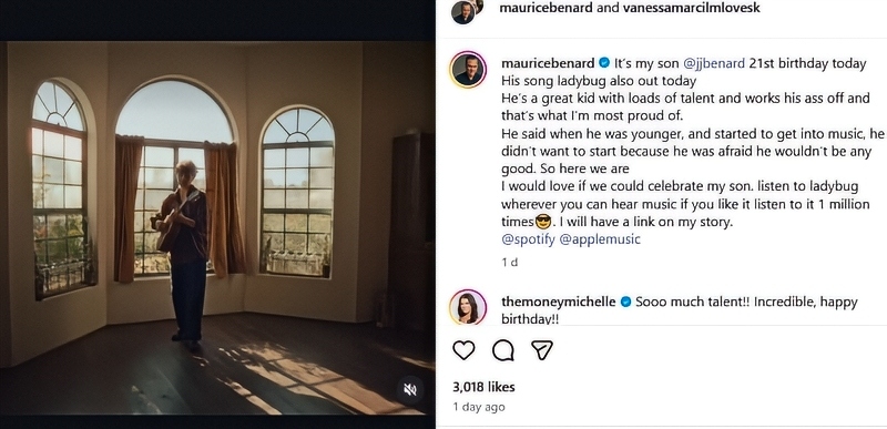 Maurice shouts out Joshua's new song - Instagram