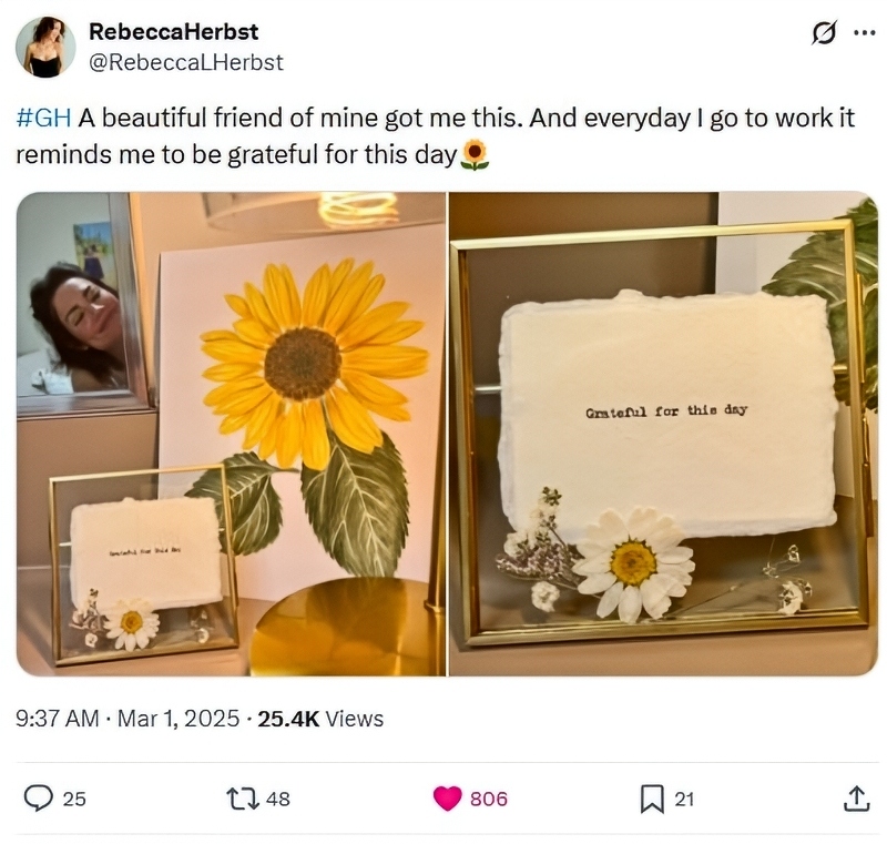 Rebecca's March post on X