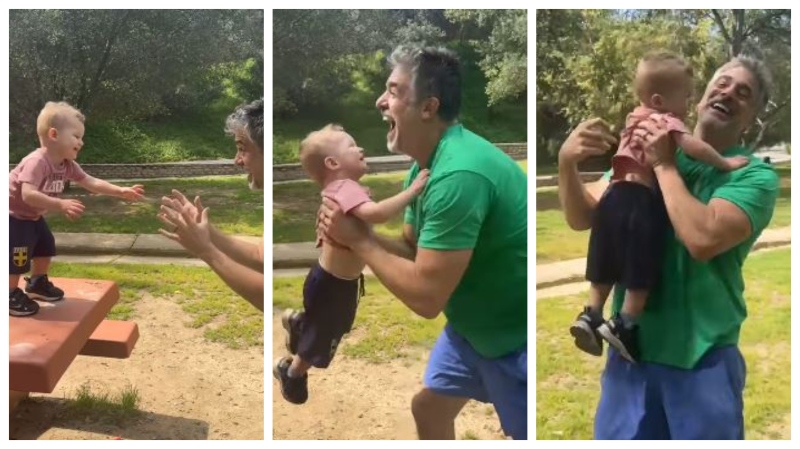 Chris catches Spencer during first jump - Instagram