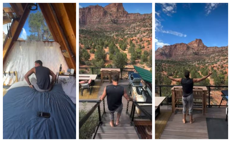 Cameron in his cabin - Instagram