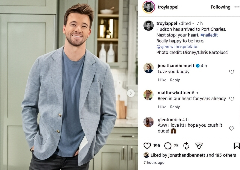Troys' post after hsis first appearance - Instagram