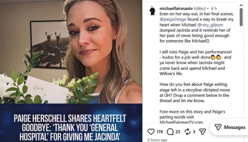 @michaelfairmanTV shares about Paige's exit on Instagram