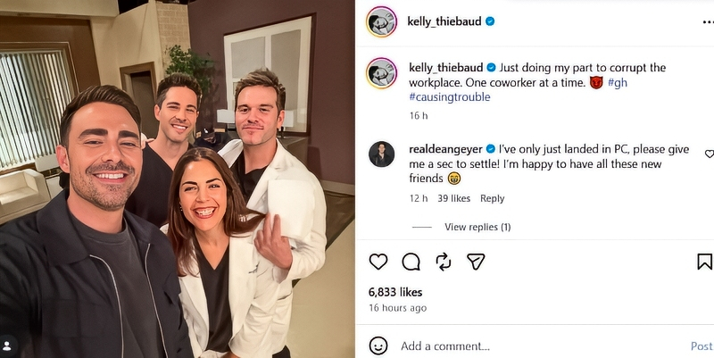 Kelly posts an amusing comment on Instagram - @kelly_thiebaud